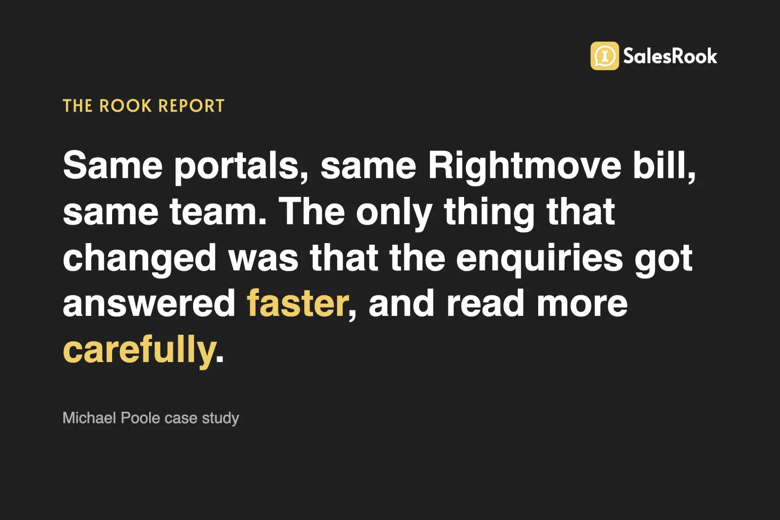 Pull-quote card reading: Same portals, same Rightmove bill, same team. The only thing that changed was that the enquiries got answered faster, and read more carefully.